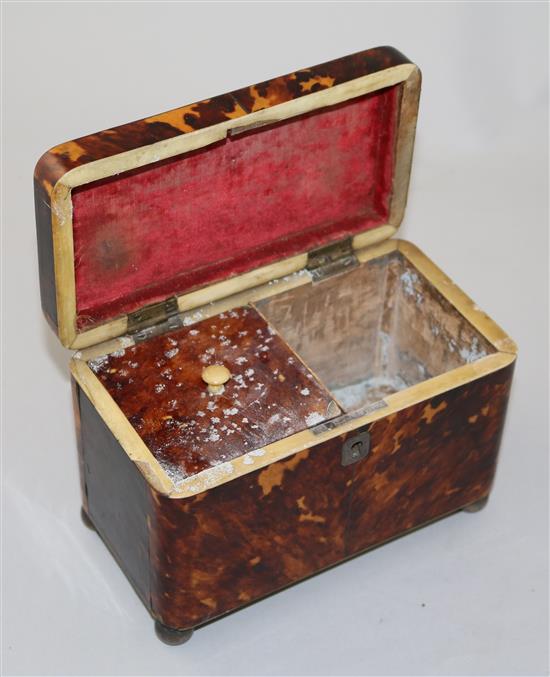 A Regency blond tortoiseshell tea caddy, 7in.